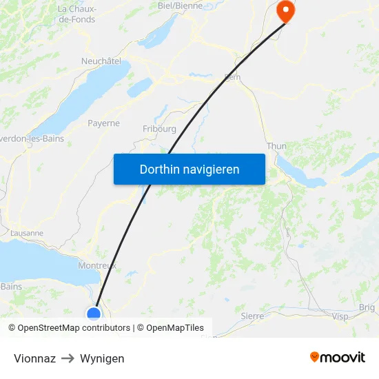 Vionnaz to Wynigen map