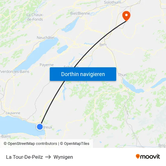 La Tour-De-Peilz to Wynigen map