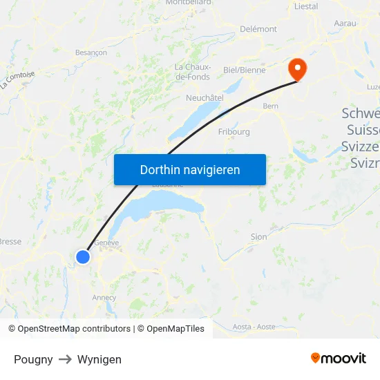 Pougny to Wynigen map