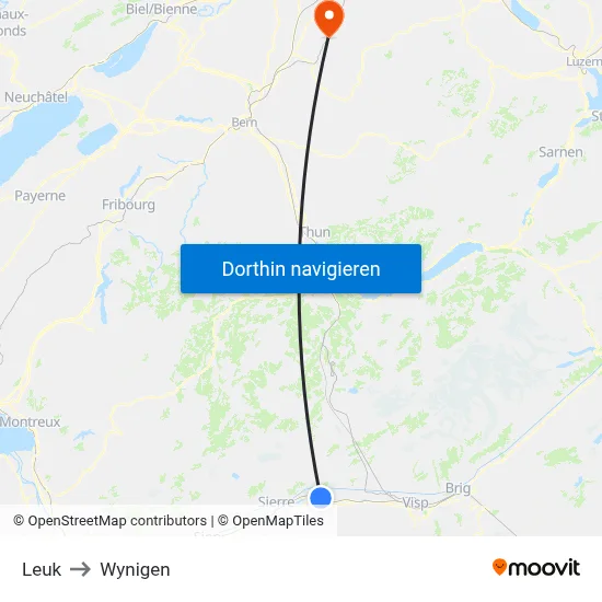 Leuk to Wynigen map