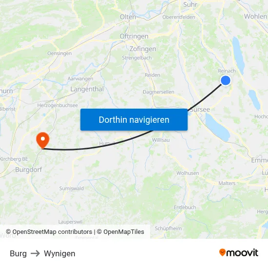 Burg to Wynigen map