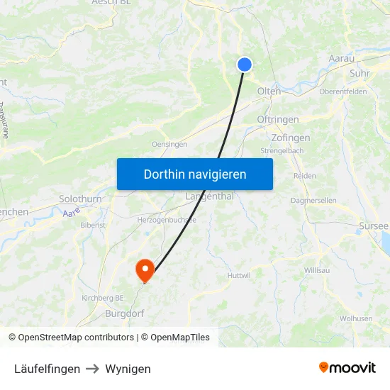 Läufelfingen to Wynigen map