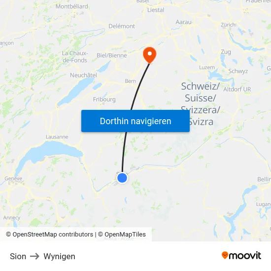Sion to Wynigen map