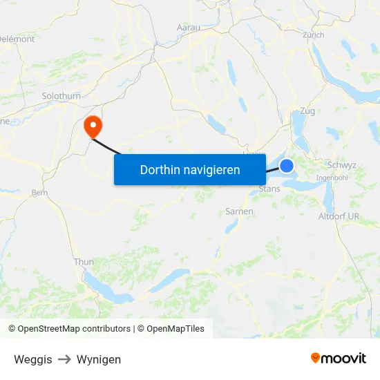 Weggis to Wynigen map