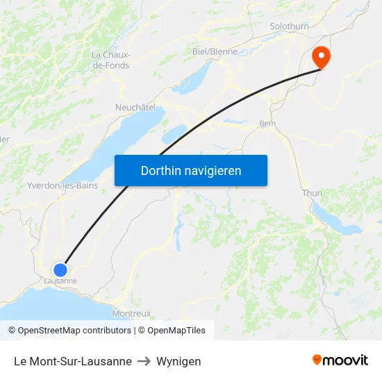Le Mont-Sur-Lausanne to Wynigen map