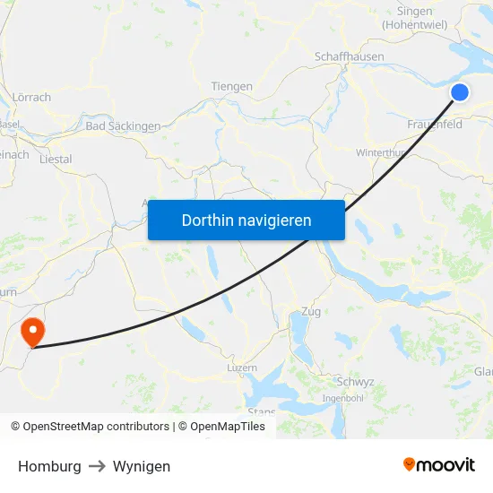 Homburg to Wynigen map