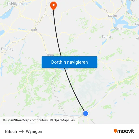Bitsch to Wynigen map