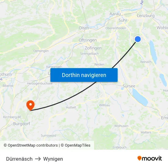 Dürrenäsch to Wynigen map