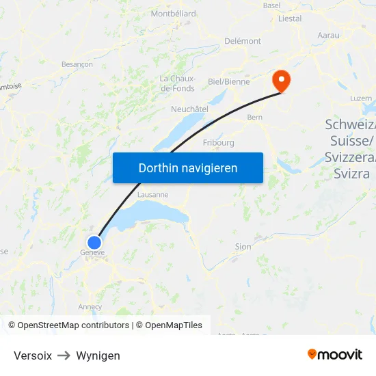Versoix to Wynigen map