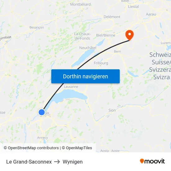 Le Grand-Saconnex to Wynigen map