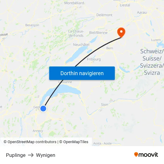 Puplinge to Wynigen map