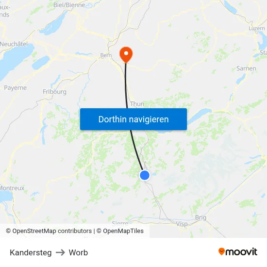 Kandersteg to Worb map