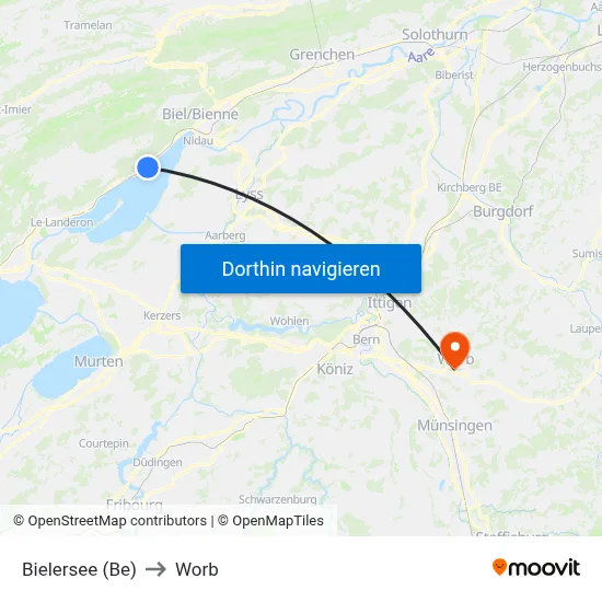 Bielersee (Be) to Worb map