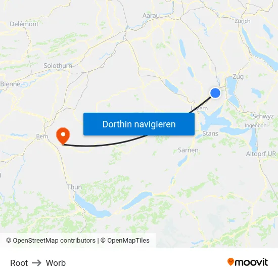 Root to Worb map