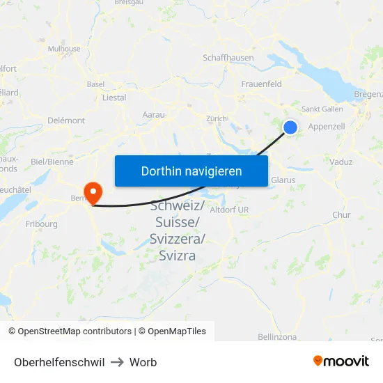 Oberhelfenschwil to Worb map