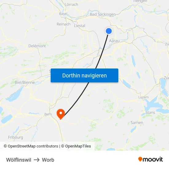 Wölflinswil to Worb map