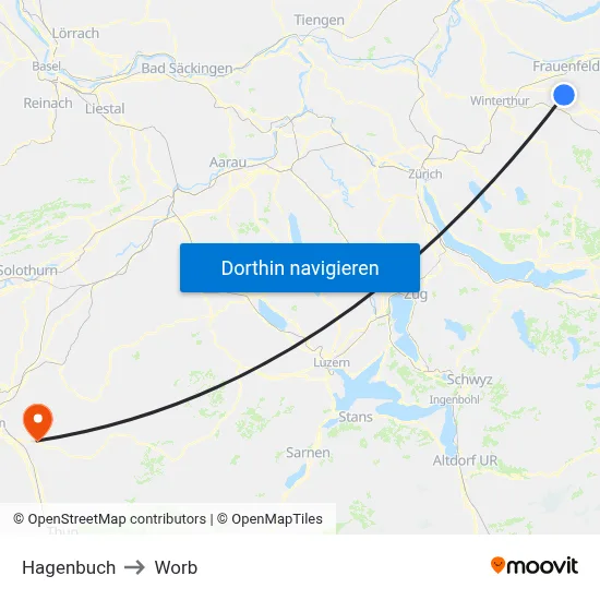 Hagenbuch to Worb map