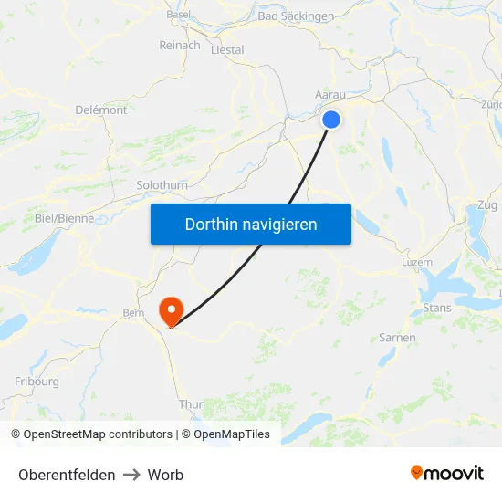 Oberentfelden to Worb map