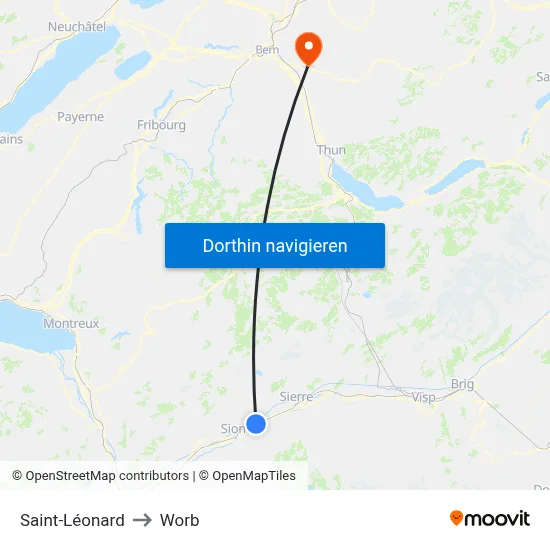 Saint-Léonard to Worb map