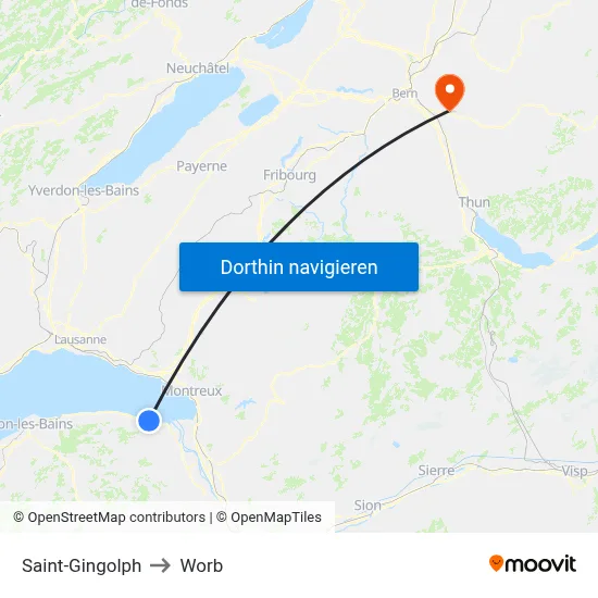 Saint-Gingolph to Worb map