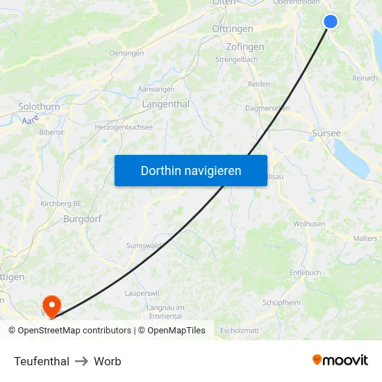 Teufenthal to Worb map
