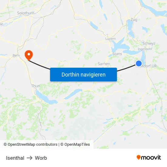Isenthal to Worb map