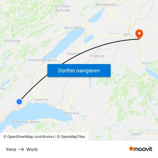 Yens to Worb map