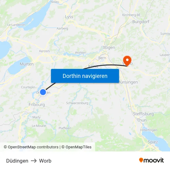 Düdingen to Worb map