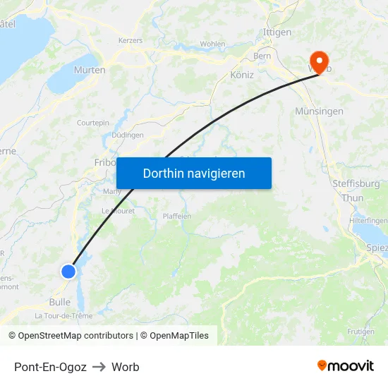 Pont-En-Ogoz to Worb map