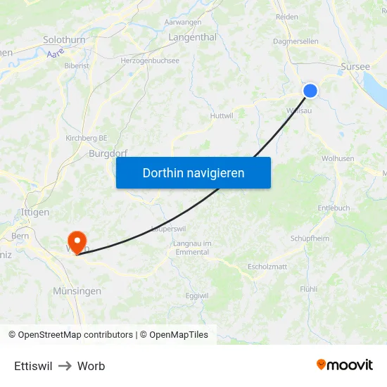 Ettiswil to Worb map