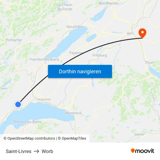 Saint-Livres to Worb map