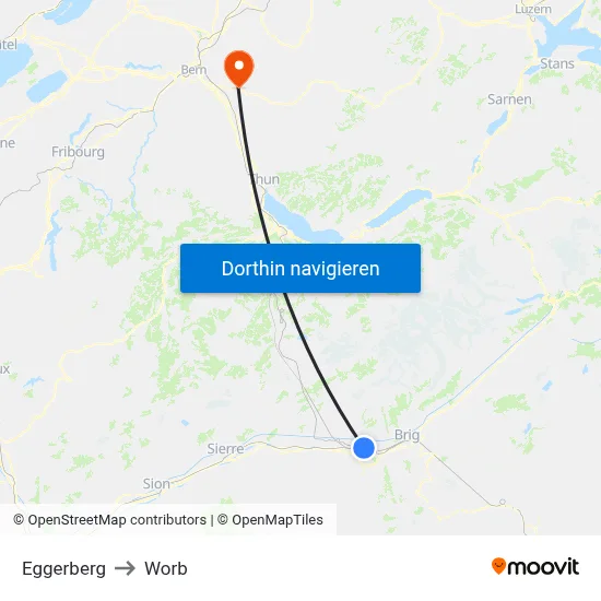 Eggerberg to Worb map