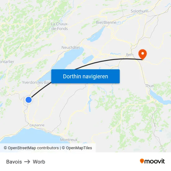Bavois to Worb map