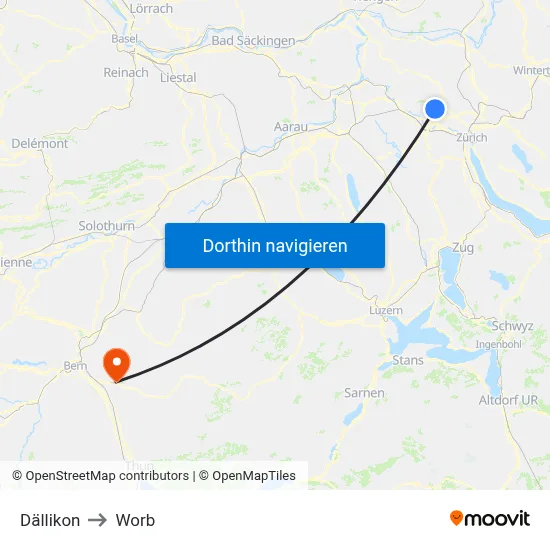 Dällikon to Worb map