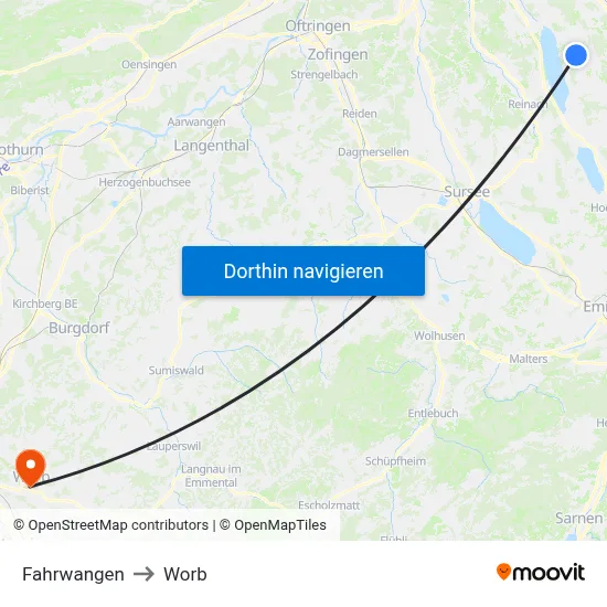 Fahrwangen to Worb map