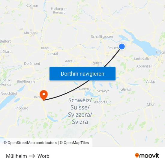 Müllheim to Worb map