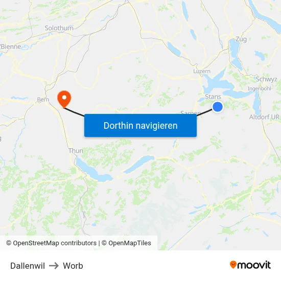 Dallenwil to Worb map