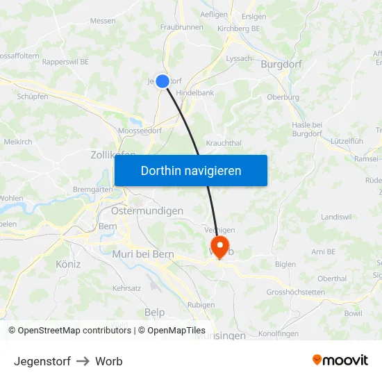 Jegenstorf to Worb map