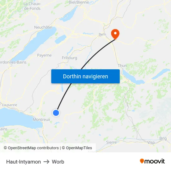 Haut-Intyamon to Worb map
