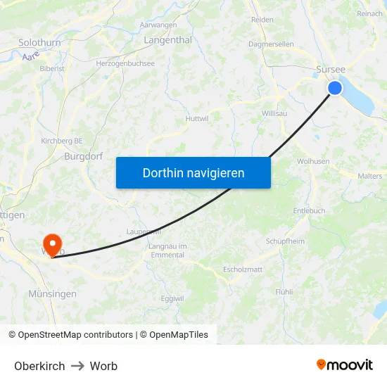 Oberkirch to Worb map