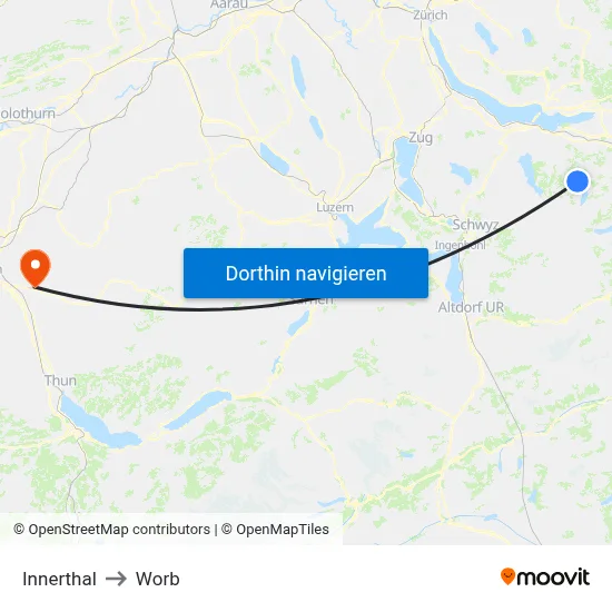 Innerthal to Worb map