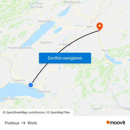 Puidoux to Worb map
