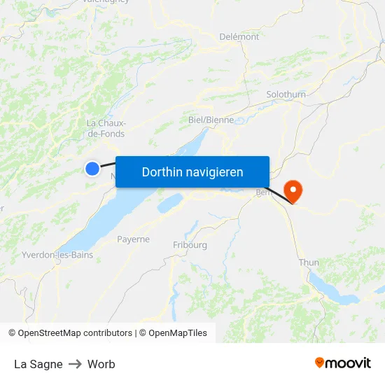 La Sagne to Worb map