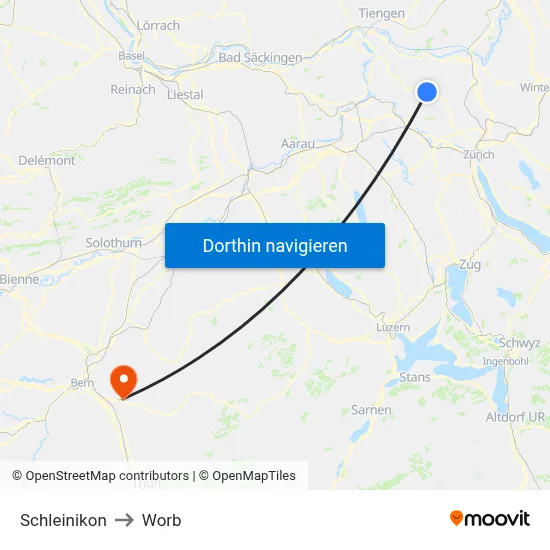 Schleinikon to Worb map
