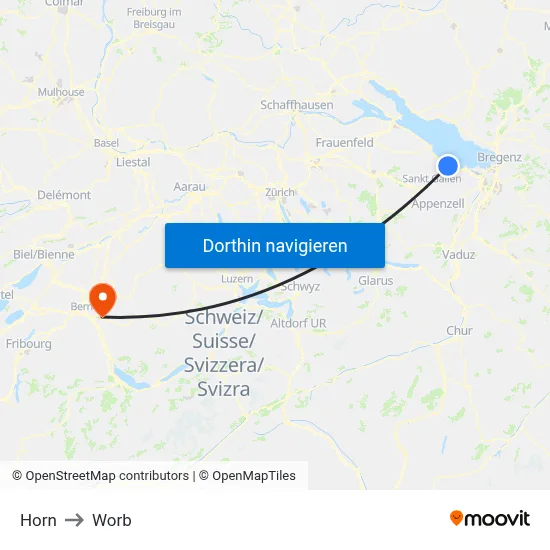 Horn to Worb map