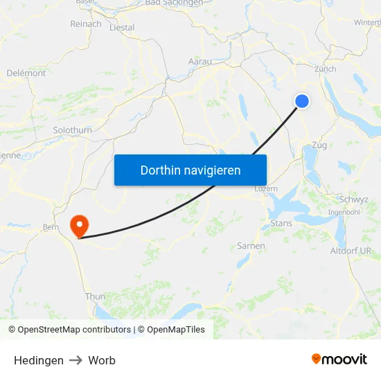 Hedingen to Worb map