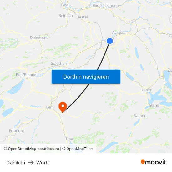 Däniken to Worb map