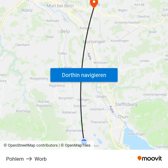 Pohlern to Worb map