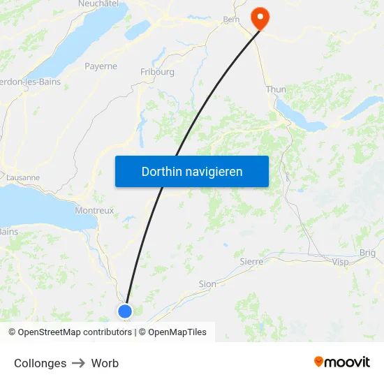 Collonges to Worb map