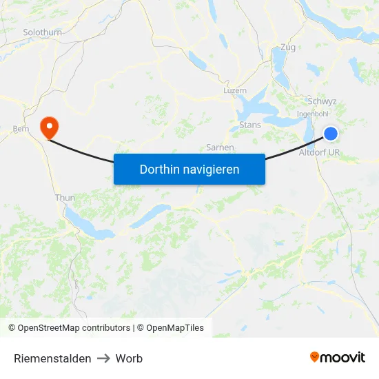 Riemenstalden to Worb map